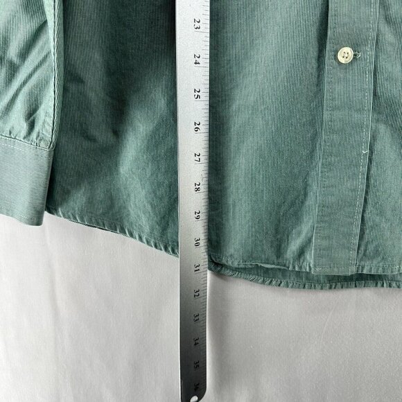 IZOD Shirt Mens Size L Striped Button Down Long Sleeve Woven Cotton Green - Picture 9 of 9